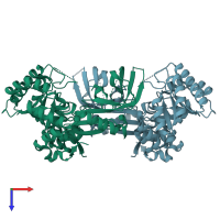 PDB entry 3btn coloured by chain, top view.