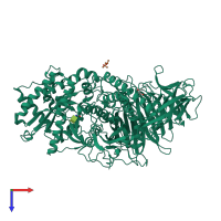 PDB entry 3bub coloured by chain, top view.