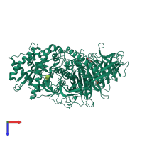 PDB entry 3bud coloured by chain, top view.