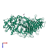 PDB entry 3bui coloured by chain, top view.