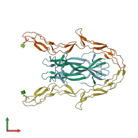 PDB entry 3buk coloured by chain, front view.