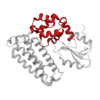 The deposited structure of PDB entry 3bun contains 1 copy of CATH domain 1.10.238.10 (Recoverin; domain 1) in E3 ubiquitin-protein ligase CBL. Showing 1 copy in chain B.