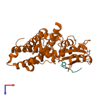 PDB entry 3bun coloured by chain, top view.