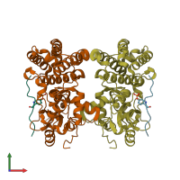 PDB entry 3buo coloured by chain, front view.
