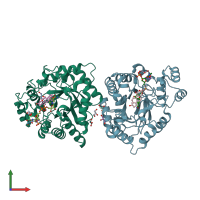 PDB entry 3bur coloured by chain, front view.