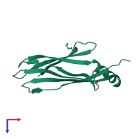 PDB entry 3but coloured by chain, top view.
