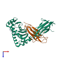 PDB entry 3buy coloured by chain, top view.