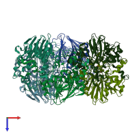 PDB 3bv6 coloured by chain and viewed from the top.