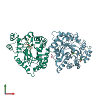 PDB entry 3bv7 coloured by chain, front view.