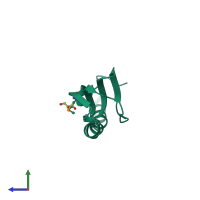 PDB entry 3bv8 coloured by chain, side view.