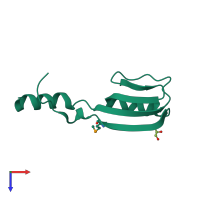 PDB entry 3bv8 coloured by chain, top view.