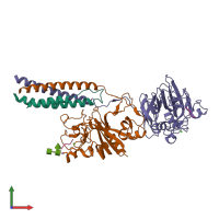 Hetero pentameric assembly 1 of PDB entry 3bvh coloured by chemically distinct molecules, front view.
