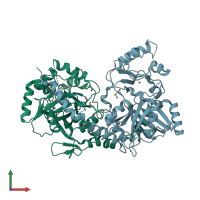 PDB entry 3bvq coloured by chain, front view.