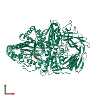PDB entry 3bvv coloured by chain, front view.