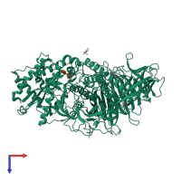 PDB entry 3bvv coloured by chain, top view.