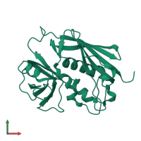 PDB entry 3bvz coloured by chain, front view.