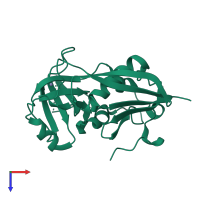PDB entry 3bvz coloured by chain, top view.
