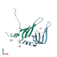 PDB entry 3bw1 coloured by chain, front view.