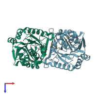 PDB entry 3bwb coloured by chain, top view.