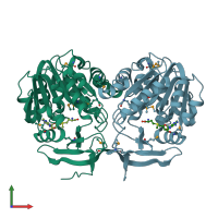 PDB entry 3bwc coloured by chain, front view.