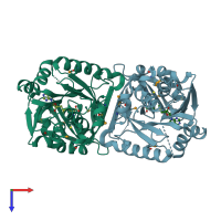 PDB entry 3bwc coloured by chain, top view.