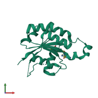 PDB entry 3bwd coloured by chain, front view.