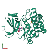 PDB entry 3bwf coloured by chain, front view.