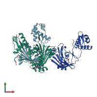 PDB entry 3bwg coloured by chain, front view.