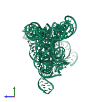 PDB entry 3bwp coloured by chain, side view.