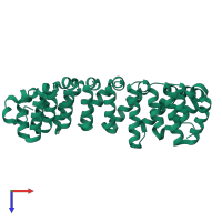 PDB entry 3bwt coloured by chain, top view.