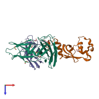 PDB entry 3bwu coloured by chain, top view.