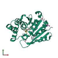 PDB entry 3bwy coloured by chain, front view.
