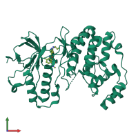 PDB entry 3bx5 coloured by chain, front view.