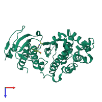 PDB entry 3bx5 coloured by chain, top view.
