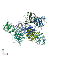 PDB entry 3bx8 coloured by chain, front view.