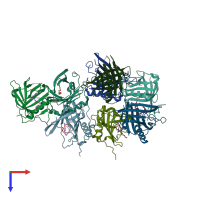PDB entry 3bx8 coloured by chain, top view.