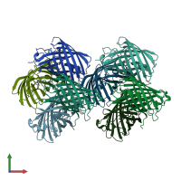 PDB entry 3bxc coloured by chain, front view.