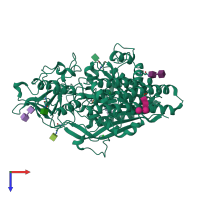 PDB entry 3bxm coloured by chain, top view.