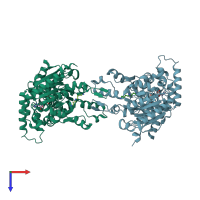 PDB entry 3bxz coloured by chain, top view.