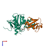 PDB entry 3by4 coloured by chain, top view.