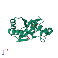 PDB entry 3by5 coloured by chain, top view.