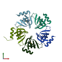 PDB entry 3by7 coloured by chain, front view.