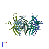 PDB entry 3by7 coloured by chain, top view.