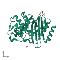 PDB entry 3byd coloured by chain, front view.
