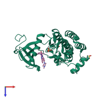 PDB entry 3byo coloured by chain, top view.