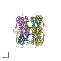 PDB entry 3byt coloured by chain, side view.