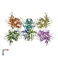 PDB entry 3byt coloured by chain, top view.