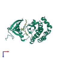 PDB entry 3byu coloured by chain, top view.