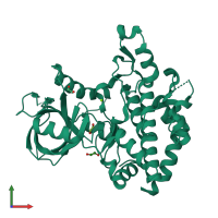 PDB entry 3byv coloured by chain, front view.