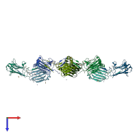 PDB entry 3byw coloured by chain, top view.
